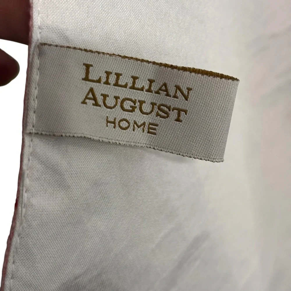 Lillian August Home Christmas Poinsettia Striped Table Runner Pink Red 14x72 NEW